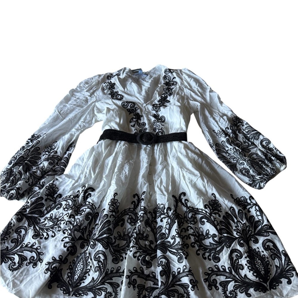 ANTONIO MELANI White Dress with Black Embroidery - Picture 4 of 14